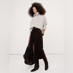 NWT! Banana Republic Sonoma Wine Red Corduroy Midi Skirt
